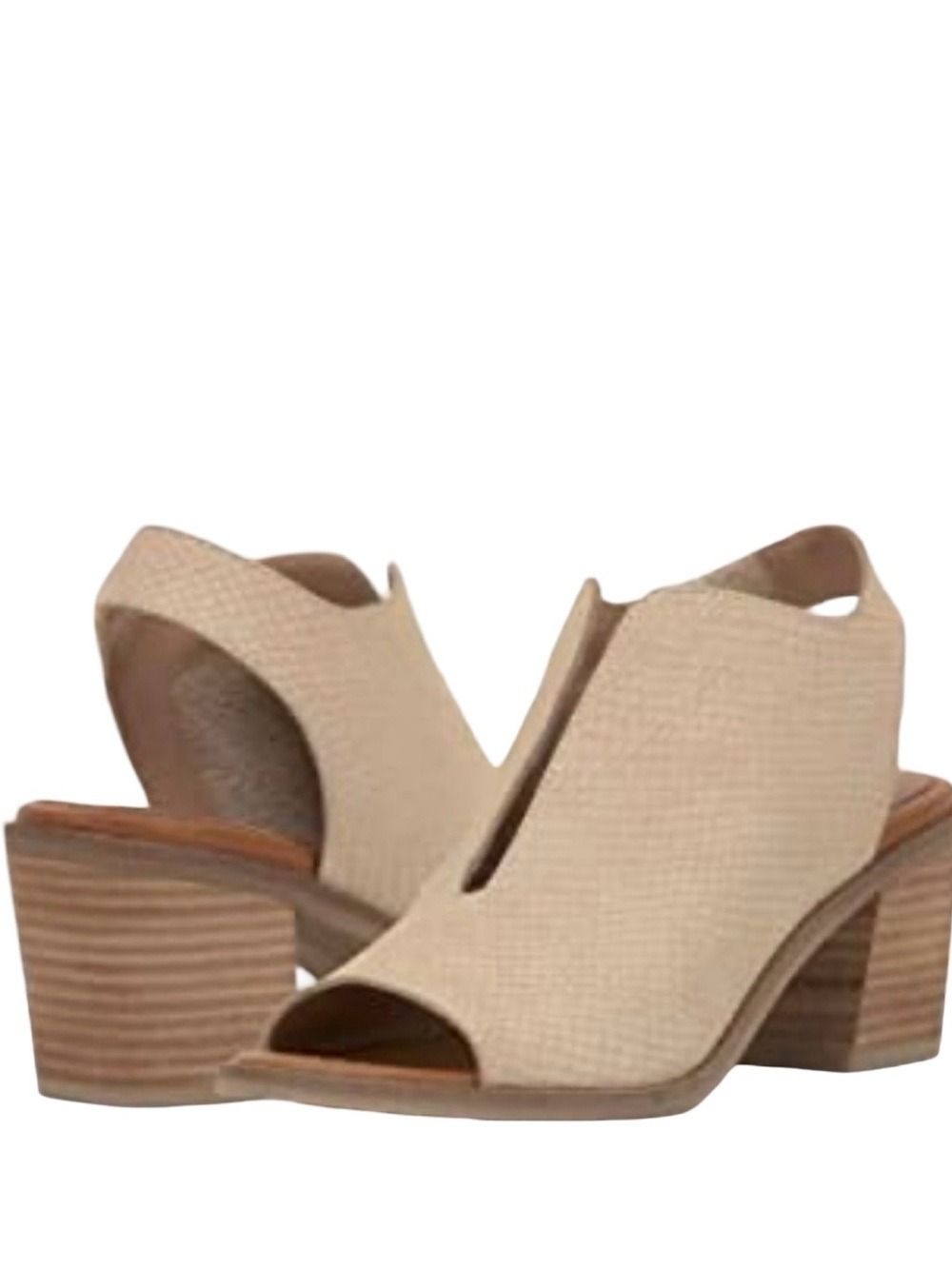 Lucky Brand Rhazy Leather Peep Toe Backstrap Block Heel Sandals 10.5M WHOOPS!